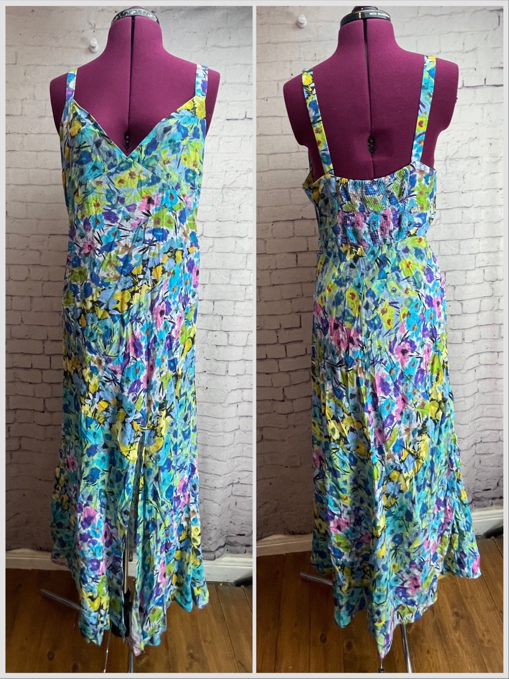 Zara size large blue floral maxi dress